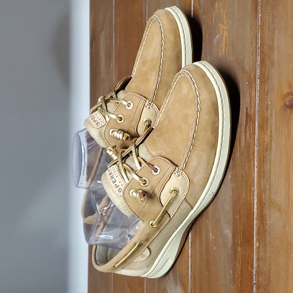 Gold & Leather Sperry Top Siders - Picture 1 of 9